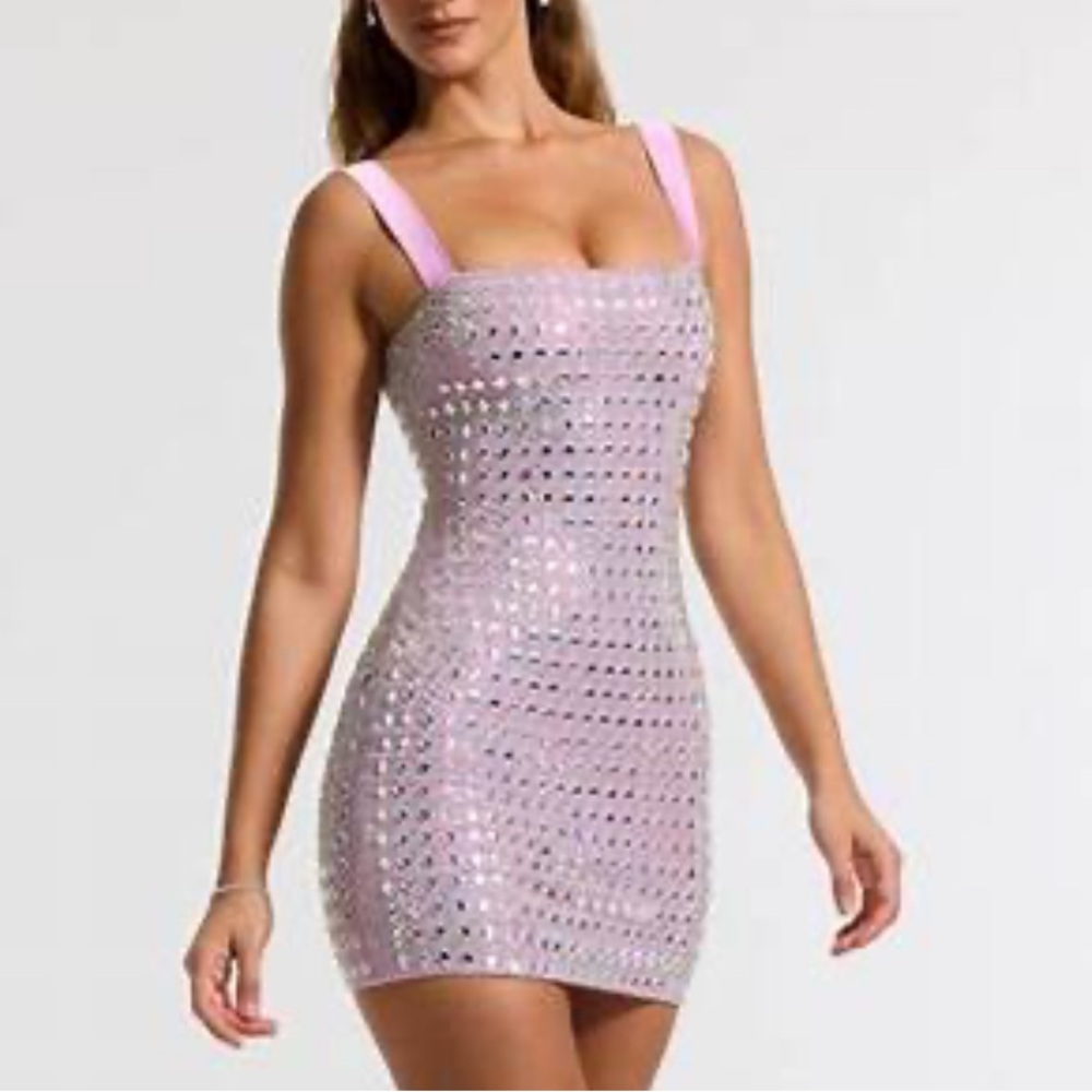 Oh Polly Strapless Pink Embellished Dress